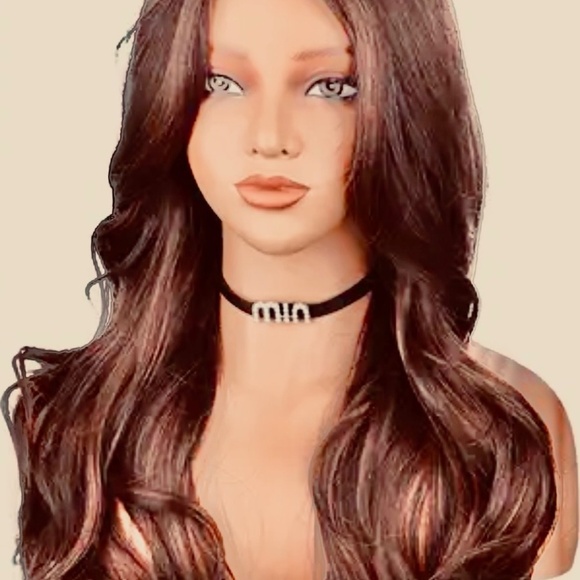 Other - 26” Brown with Red Highlights High Density Synthetic Wavy Hair Topper